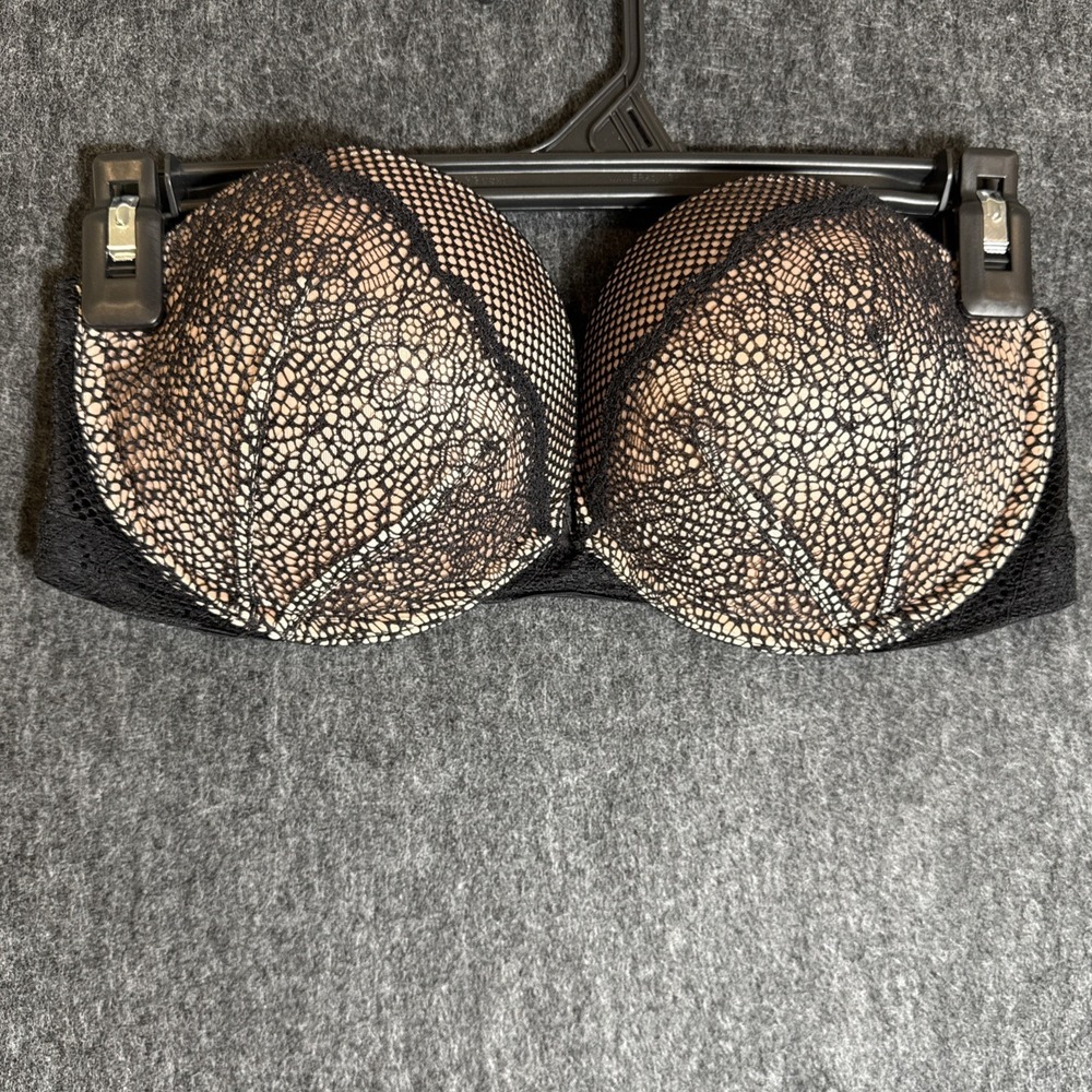 Victoria's Secret Black Lace 33DD/E70 Very Sexy‎ Push Up Strapless Multiway Bra